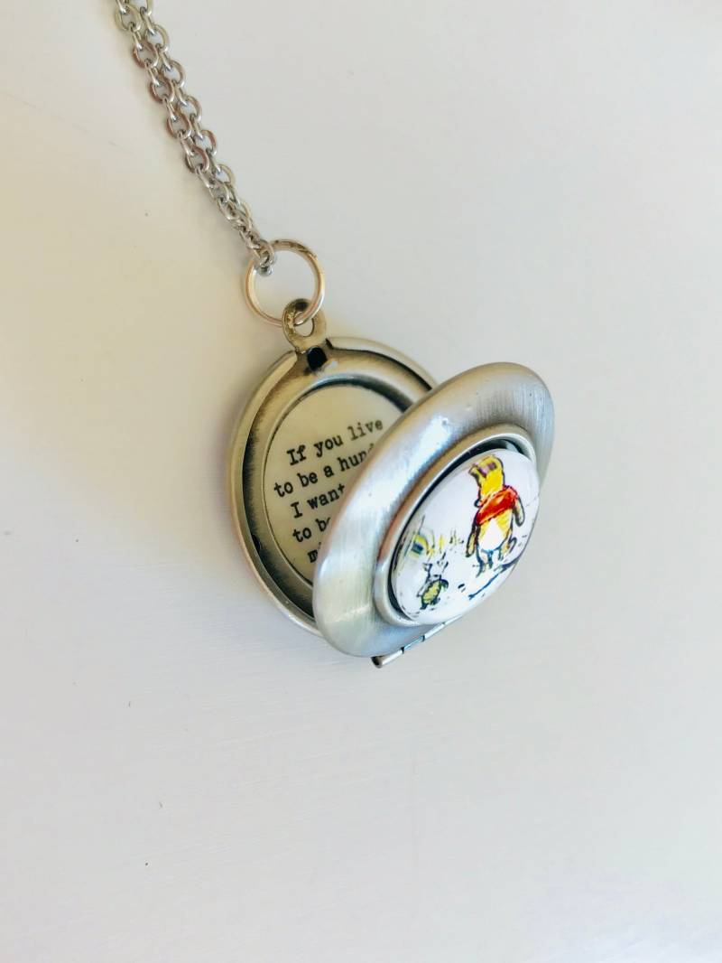 Frauen Medaillon- Winnie Puuh Zitat- If You Live To Be Hundert Minus One Day - Freundschaftsschmuck von CHAiNGEthesubject