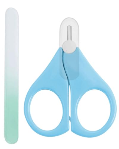 CHBCD Babyschere, Neugeborenenschere, Rundkopf, mit Sicherheitskante, mit Hygienekappe, Edelstahl, mit 1 Nagelfeile von CHBCD
