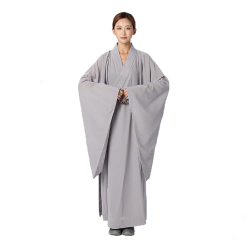 CHBRZZOE Unisex Lose Mönch Robe Sommer Bequeme Meditation Kostüm Herren Traditionelle Buddhistische Gebet Clothingdd(Gray,M) von CHBRZZOE