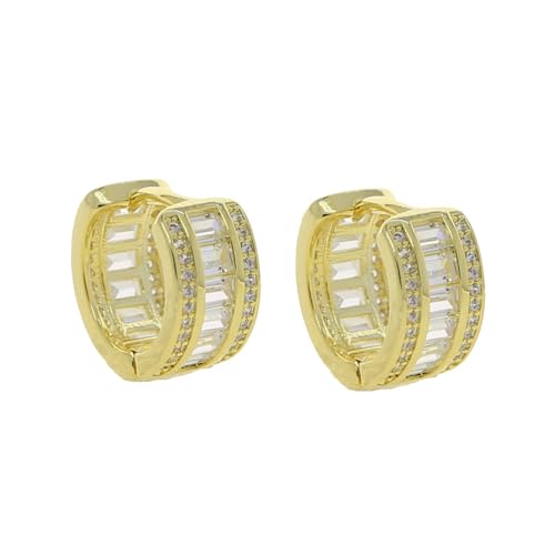 14K Gold Herren -Reifenoopringe, rechteckige ebner runde Moissanitohrringe - funkeln, um zu Ihrer einzigartigen Persönlichkeit zu passen von CHCWR