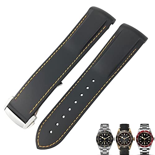 20 mm 22mm Gummi -Klapp -Schnalle -Uhr -Gurt schwarz blau rote Uhrenbänder für Tudor Black Bay für Herren Armband 20 mm 22mm Gummi -Klapp -Schnalle -Uhr -Gurt schwarz blau rote Uhrenbänder für Tudor Black Bay für Herren Armband von CHCWR