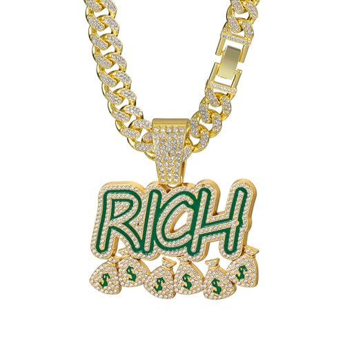 2025 neue Halskette Herren reichhaltiges Anhänger Alphabet Diamond Cuban Halskette Gold Diamond Halskette Kette Länge 24 Zoll von CHCWR