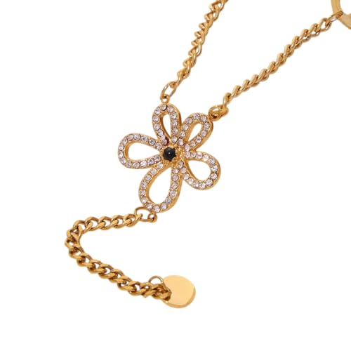 Augenfänger Blumen Halskette Ohrringe Set für Frauen Edelstahl weißer Zirkon vergoldeter Charme weiblicher Schmuck Augenfänger Blumen Halskette Ohrringe Set für Frauen Edelstahl weißer Zirkon vergoldeter Charme weiblicher Schmuck von CHCWR