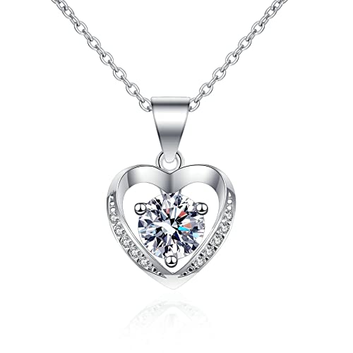 CHCWR 1 Karat Moissanit Anhänger Halskette Liebe Herz Halskette Muttertages Jubiläumsgeburtstagsgeschenk für Frauen CHCWR 1 Karat Moissanit Anhänger Halskette Liebe Herz Halskette Muttertages Jubiläumsgeburtstagsgeschenk für Frauen von CHCWR
