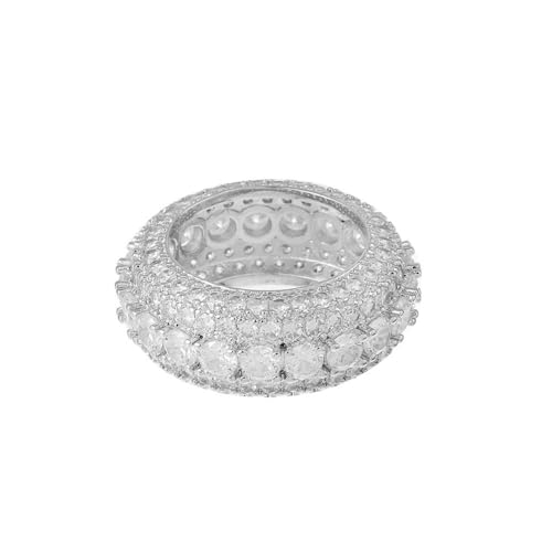 CHCWR 14K Gold Classic Classic Triple-Reis-Runde Moissanit-Ring, dauerhafte Eleganz, Modebereich für Männer von CHCWR