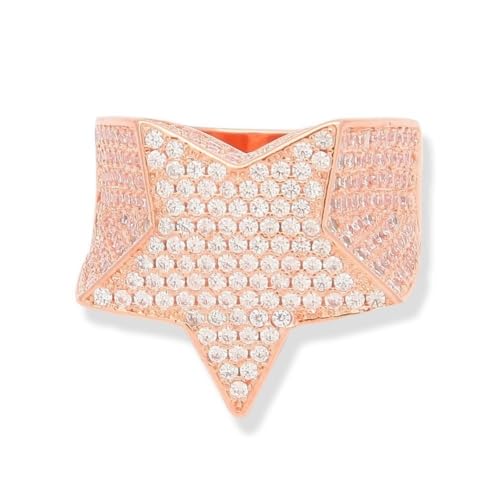 CHCWR 14K Gold Star-besetztes Moissanit-Statement Ring für Männer, das aus geometrische, exklusive Hip-Hop-Geschenk verfroren von CHCWR