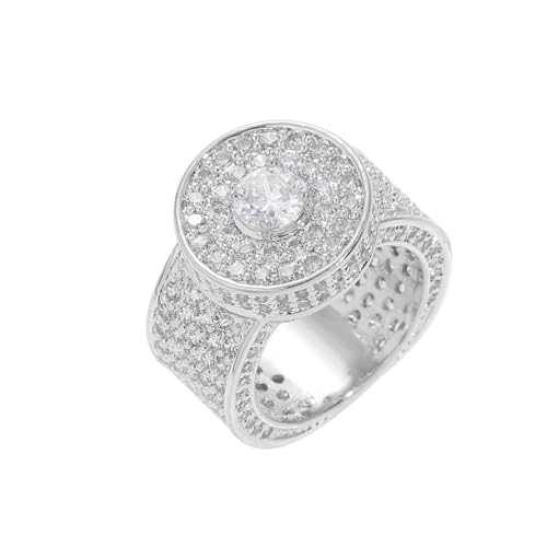 CHCWR 14k Gold Herren große Ringe mit atemberaubendem Moissanit, mutigem und luxuriösem Ring, Geschenk für alltägliche Kleidung oder besonderen Anlässen von CHCWR