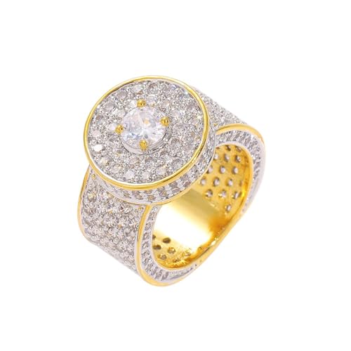 CHCWR 14k Gold Herren große Ringe mit atemberaubendem Moissanit, mutigem und luxuriösem Ring, Geschenk für alltägliche Kleidung oder besonderen Anlässen von CHCWR