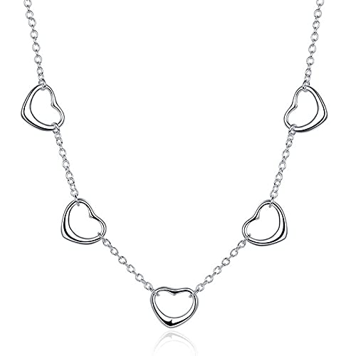 CHCWR 18 Zoll 5 Herzanhänger Link -Kette Halskette für Frauen Hochzeit Schmuck Geschenk von CHCWR
