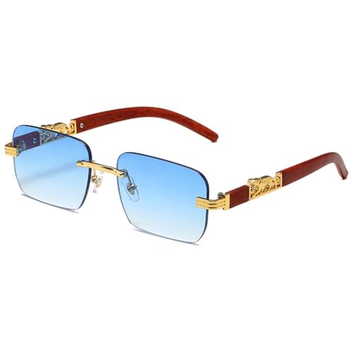 CHCWR 2025 Metall-Sonnenbrille mit Leopardenmuster, randlos, rechteckig, Vintage-Stil, getönte Brillen, Damen, Farbverlauf, UV400, 2, Einheitsgröße CHCWR 2025 Metall-Sonnenbrille mit Leopardenmuster, randlos, rechteckig, Vintage-Stil, getönte Brillen, Damen, Farbverlauf, UV400, 2, Einheitsgröße von CHCWR