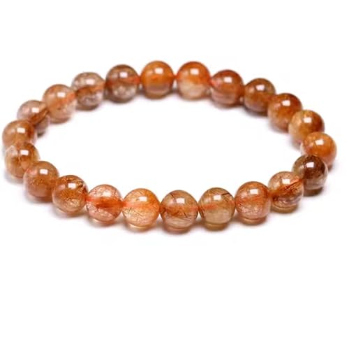 CHCWR 8 mm natürliches rotes Kupfer -Rutilated Quarzarmband glatte runde Perlenarmbänder Frauen Männer von CHCWR