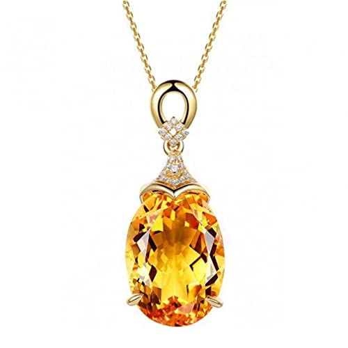 CHCWR 925 Anhänger Halskette für Frauen Fein Schmuck Gelbe Citrinkette Hochzeit Verlobungsfeier Valentinstag Geschenk von CHCWR