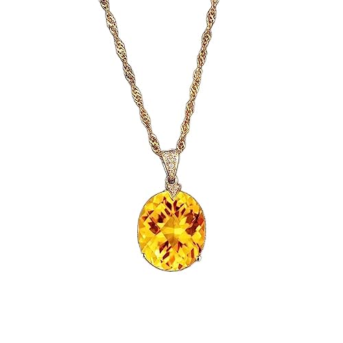 CHCWR 925 Anhänger Halskette für Frauen Schmuck Gelbe Citrinkette Hochzeit Engagement Valentine Geschenk von CHCWR