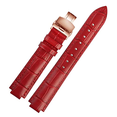 CHCWR Echtes Leder-Uhrband für Ballon Bleu-Armband-Männer weibliche konvexe Lederband 14 * 8mm 18 * 11mm 20 * 12 mm Fashion Armband (Farbe: 12, Größe: 14-8mm) von CHCWR