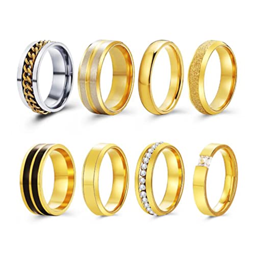CHCWR Edelstahl Matt Doppelschräger einfacher Männer rotierender Kettenring Goldstahl Farbe Eingelegtes Strassknöchelring Set CHCWR Edelstahl Matt Doppelschräger einfacher Männer rotierender Kettenring Goldstahl Farbe Eingelegtes Strassknöchelring Set von CHCWR