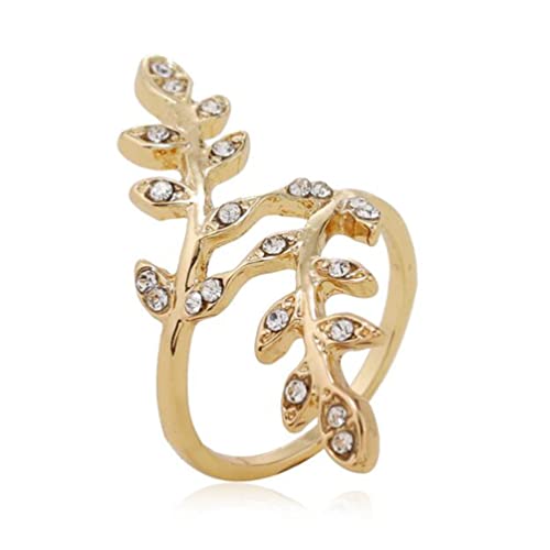 CHCWR Einfacher Trend eleganter Blattring Retro einzigartiger Form Design Joint Ring für Frauen von CHCWR