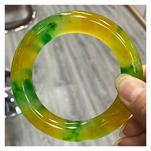CHCWR Emerald Armreifen Klasse Eis transparent gelbgrüne Farbe Matching Jade Bangle Jade Armreifen Geben Sie Frauen Geschenke Schmuck (61-62 mm) von CHCWR