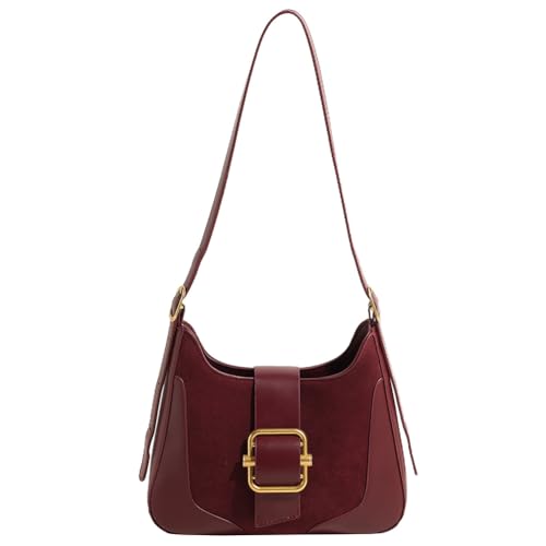 CHCWR Frauen Wildleder Umhängetasche Verstellbares Gurt Crossbody Bag mit Reißverschluss -Unterarm -Tasche mit innerer Taschenleichnoten für Arbeitsreisen von CHCWR