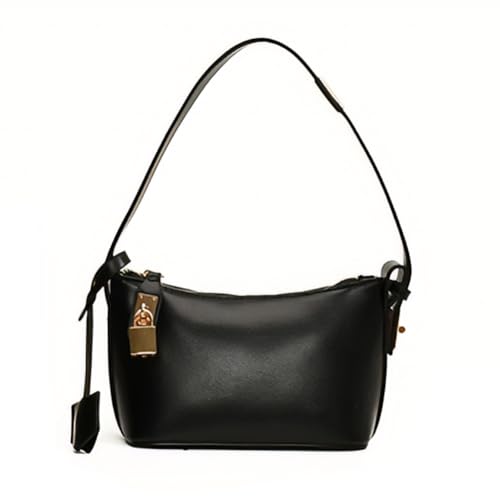 CHCWR Frauen kleine Umhängetasche Feste Farbe PU Leder Frau Handtaschen Reißverschluss Leder Achselhöhle mit Schlossdekor Hobo -Tasche von CHCWR