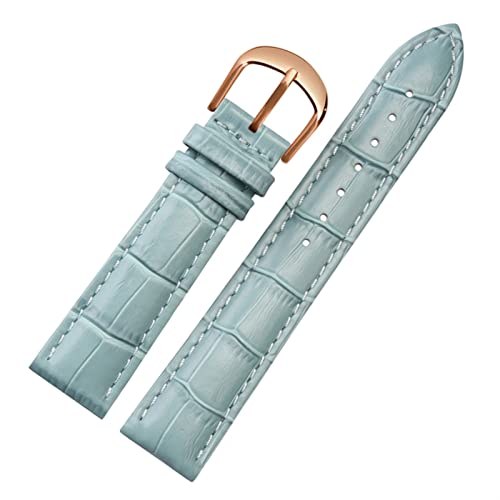 CHCWR Für Brand Watch Bracelet Belt Woman Watchbänder echtes Leder -Gurt -Uhren Band 10 12 14 16 18 20 22mm Multicolor -Uhren -Bänder (Farbe: Brightrot Silber, Größe: 16mm) von CHCWR