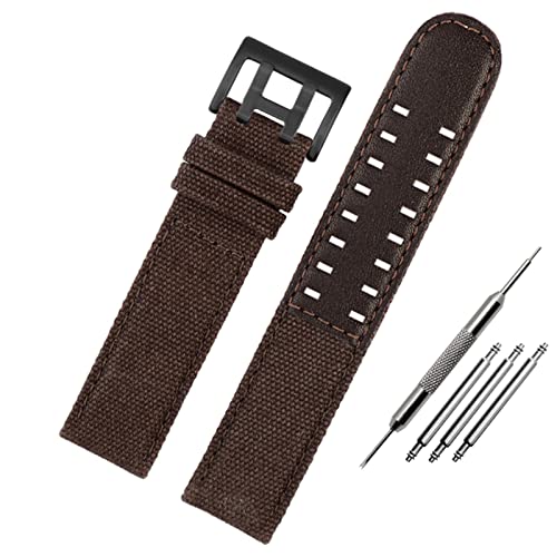 CHCWR Für Hamilton Khaki Field Watch H760250/H77616533/H70605963 H68201993 Uhr Watch -Gurt Echtes Leder Nylon Männer Watch Band 20mm 22 mm (Farbe: Khaki Silberverschluss, Größe: 20 mm) von CHCWR
