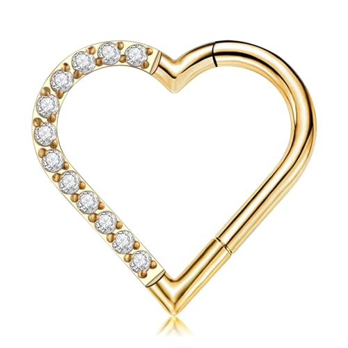 CHCWR Herz Daith Piercing Schmuck 16g 8mm 10 mm links Ohr - F136 Titan -Clicker Daith Ohrringe für Frauen & Männer CHCWR Herz Daith Piercing Schmuck 16g 8mm 10 mm links Ohr - F136 Titan -Clicker Daith Ohrringe für Frauen & Männer von CHCWR