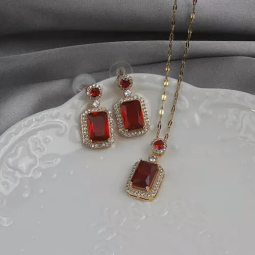 CHCWR Mode 18K Gold plattiert Kristallohrringe Halskette Frauen Anhänger Hochzeit Schmuck- 8 von CHCWR