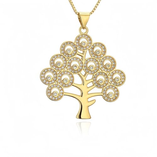 CHCWR Mode Titanium Stahl Diamant Eingelegtes Geldbaumhohlhänger für Männer und Frauen Halskette von CHCWR