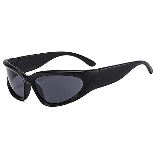 CHCWR Modische Sonnenbrille für Damen, ovale Farbtöne, Sport, Radfahren, ästhetische Brille für Herren, Outdoor, Mattschwarz, Grau, Einheitsgröße CHCWR Modische Sonnenbrille für Damen, ovale Farbtöne, Sport, Radfahren, ästhetische Brille für Herren, Outdoor, Mattschwarz, Grau, Einheitsgröße von CHCWR