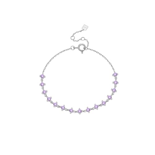 CHCWR NEU 2026 UNISEX 925 STERLING SLILD GOLD ROUND PURPLE ZIRKON Armband Nächtige Kette anmutiger Hochzeitstag Feingeschenk Frauen Juweliermodentrendy -Accessoires kreativ für Frauen und Männer von CHCWR