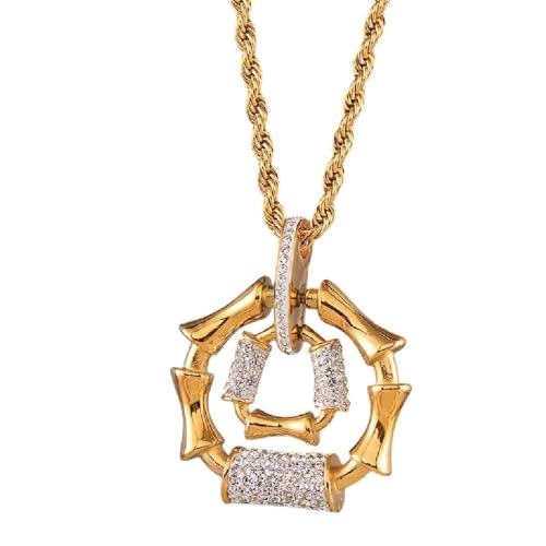 CHCWR NEU 2026 UNISEX Edelstahl vergoldetes Armband Luxus-Strass-Strass-ovaler Anhänger Halskette Set Frauen Punkschmuck Accessoires Geschenkdekoration Trendy Beste für Frauen und Männer von CHCWR