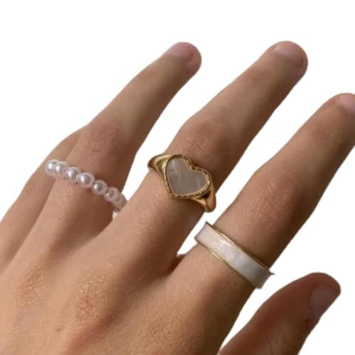 CHCWR Öl tropf offener Ring Perlen Ring Liebe Perlenring für Frauen Mädchen von CHCWR
