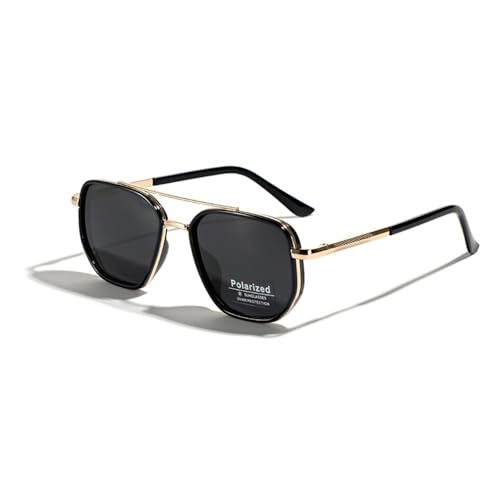 CHCWR Polarisierte Sonnenbrille für Herren, Retro-Stil, Metall-Sonnenbrille für Damen, Grün / Schwarz, UV400, Goldfarben mit Schwarz, Einheitsgröße CHCWR Polarisierte Sonnenbrille für Herren, Retro-Stil, Metall-Sonnenbrille für Damen, Grün / Schwarz, UV400, Goldfarben mit Schwarz, Einheitsgröße von CHCWR