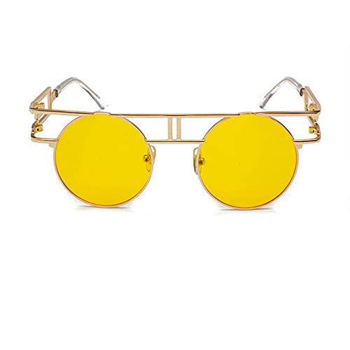 CHCWR Retro Oversized Sonnenbrille für Herren Steampunk Sonnenbrille Spiegel Runde Vintage Brillen UV400 von CHCWR
