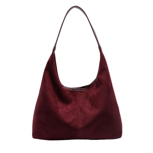 CHCWR Retro Wildleder Umhängetasche Mode Unterarmtasche trendige Arbeitstaschen groß für Frauen Arbeit Einkaufsreise Reise Winter Herbst von CHCWR