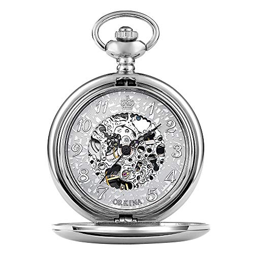 CHCWR Retro mechanische Taschenuhr Glatte Hülle Handwickel Uhren Einflusskoffer Uhr Kette für Männer Frauen von CHCWR