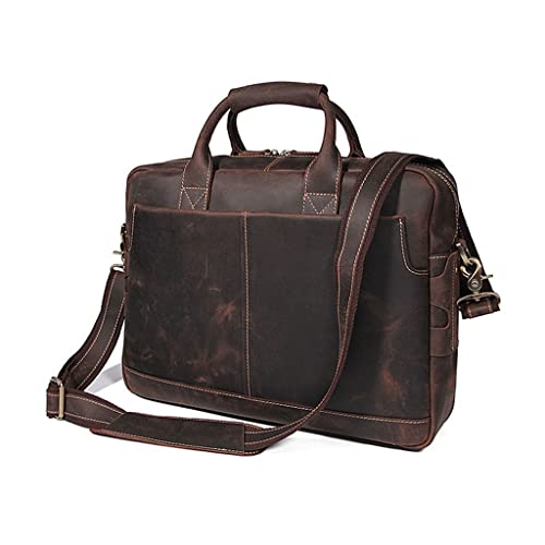 Crazy Horse Leder Handtasche Herren Messengerbeutel lässige Schulter -Laptop -Aktentasche von CHCWR
