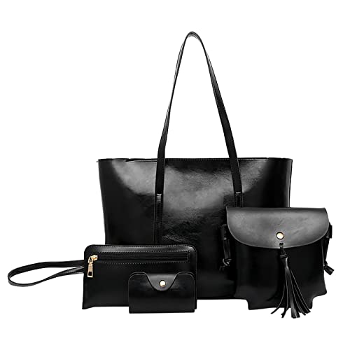 Laptop -Handtaschen für Frauen Herren Umhängetasche Kleine Leder -Freizeit -Frauen Handtasche 4 Set Umhängetasche Handtasche Tasche Halter Käufer Geldbeutel Rucksack mit Laptop -Fach Damen Handtaschen von CHCWR