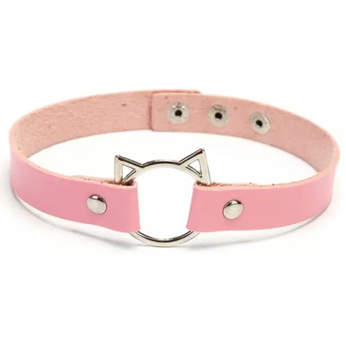 Mode Frauen hohl Out Cat Head Choker Verstellbarer Halskettenschmuck Geschenke-Pink-/ von CHCWR