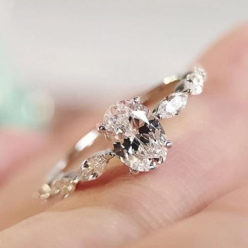 Moissanit Ringe Princess Square Diamond Ring Fashion 3CT 925 Sterling Silber Engagement Rings Oval CZ Hochzeitsversprechen Ringe für ihre klassischen simulierten Diamantbänder für Frauen Größe 10 von CHCWR