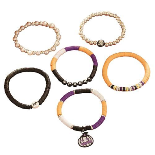 NEU 2025 6PCS/SET DUCUL BAT BATTRACET Frauen Männer Trend Imitation Perl CCB Brief Perlen Armband Set Halloween Schmuck Geschenkmodeträger Accessoires kreativ von CHCWR