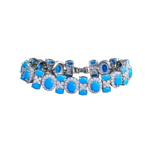 NEU 2025 DREIGRACESLUXURY BLAU BLAU TURQUISE GEOMETRISCHE LINK KEINE Kettenarmband für Frauen Böhmische Hochzeit Brautparty -Dekoration Schmuck Luxus mit für Sie Accessoires Trendy Creative Best für von CHCWR