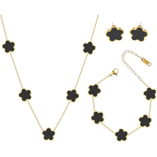 NEU 2025 Fünf Blattschmuck Set für Frauen 18K Gold plattiert Armband Halskette Ohrringe Glückshäuschohrohrschstene Mutter Tochter Modetrendy Accessoires kreatives Geschenk NEU 2025 Fünf Blattschmuck Set für Frauen 18K Gold plattiert Armband Halskette Ohrringe Glückshäuschohrohrschstene Mutter Tochter Modetrendy Accessoires kreatives Geschenk von CHCWR