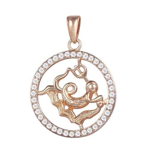 NEU 2025 UNISEX 12 Zodiac Constellations Anhänger Halsketten für Frauen Männer 585 Roségoldfarbe Kubik Zirkonia Schmuck Geburtstag GPM17 Modetrendy Accessoires kreatives Geschenk für Frauen und von CHCWR