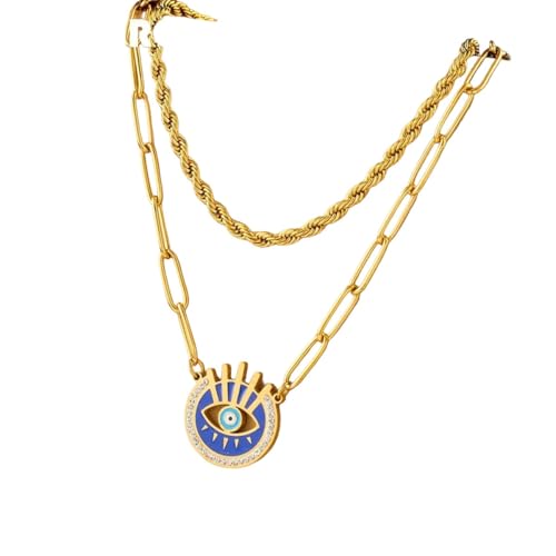NEU 2025 UNISEX 316L Edelstahl Round Retro Eyes Anhänger Halskette für Frauen ihr Trend 2in1 Ketten Juweliergeschenke Party Collier Dekoration Luxus mit Ihnen Accessoires Trendy Beste für Frauen und von CHCWR