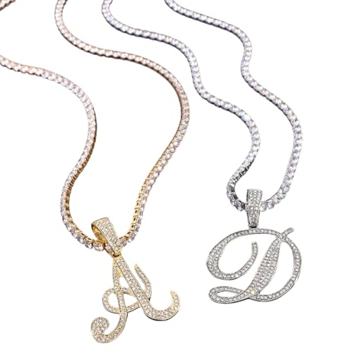 NEU 2025 UNISEX CRYSTAL AZ CURVIVE SCHREIBUNG BRIEF HEIGE HALTE KILE FÜR Women Luxus vereisert Zirkon Tenniskette Hip Hop Decoration Schmuck mit Ihnen Accessoires Trendy für Frauen und Männer von CHCWR