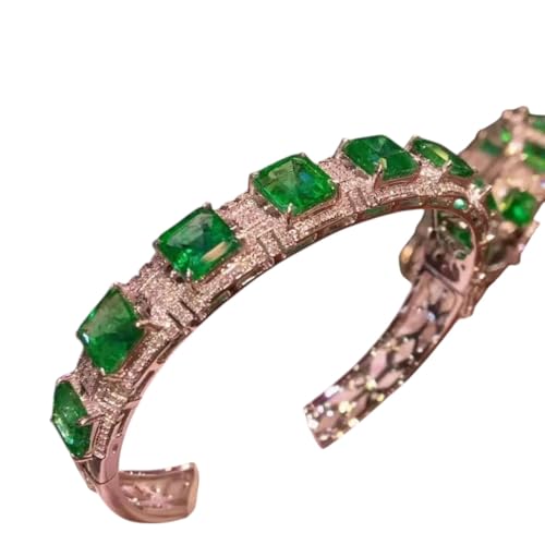 NEU 2025 UNISEX FEMALE Vintage Emerald Armband Silber 925 Brillante Luxus -Armreifen Ladies Charme Armbänder mit Buckle Bankettparty Fine Juwely Accessoires Trendy Beste für Geschenkfrauen und Männer von CHCWR