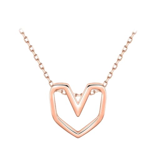 NEU 2025 UNISEX Silver Line Herzanhänger Real 925 Sterling Rose Gold Color Liebes Halsketten für Frauen Hochzeit Dekoration Schmuck Luxus mit Ihnen Accessoires Trendy Creative für Frauen und Männer von CHCWR