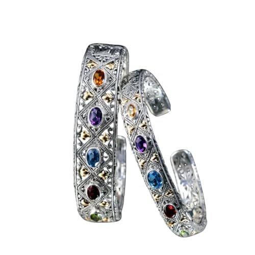 NEU 2026 UNISEX 925 Silber Luxus Eingelegtes Edelstein -Edelsteinarmband Mode Hochzeit feines Paar Bangles Schmuck Geschenk für ihre Freundin Dekoration Accessoires Trendy Beste für Frauen und Männer von CHCWR