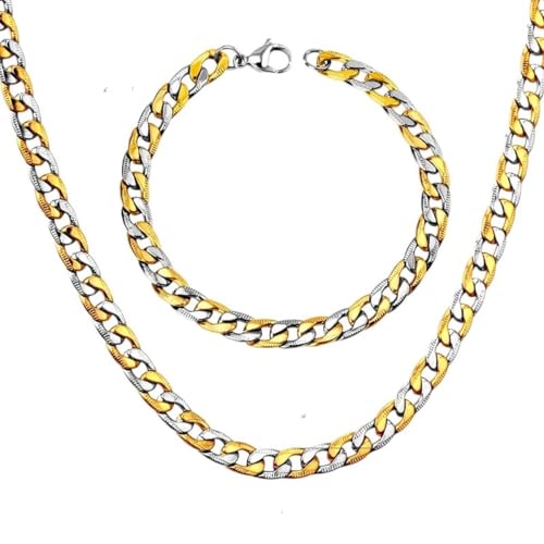 NEU 2026 UNISEX Afrikanischer Schmuck Erkenntnisse Set Breite 8mm Edelstahl Lang 50 cm 55 cm 60 cm Ketten Armbänder Sets Cuban Link Modetrendy Accessoires kreatives Geschenk für Frauen und Männer von CHCWR